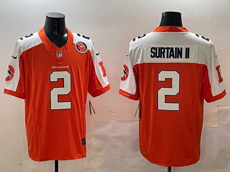 Men Denver Broncos #2 Surtain ii Orange Thanksgiving three generations 2025 Nike Limited NFL Jersey style 2->philadelphia phillies->MLB Jersey